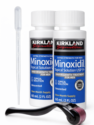 Minoxidil Topical Solution USP 5% Kirkland X2 Frascos (120 ml) + Dermaroller