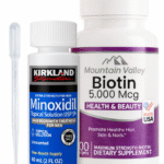 Combo Biotina 5.000 mcg x100 Cap Mountain Valley + Minoxidil Kirkland 5% 60ml