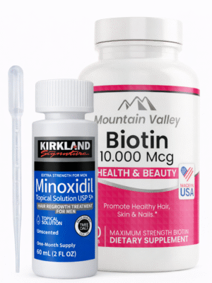 Combo Biotina 10.000 mcg x100 Cap + Minoxidil Kirkland 5% 60ml