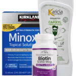 Combo Biotina 5.000 mcg x 100 Cap Mountain valley + Minoxidil Kirkland 5% 60ml + Shampoo Karicia + Dermaroller 05.mm