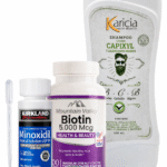 Combo Biotina 5.000 mcg x100 Cap Mountain Valley + Minoxidil Kirkland 5% 60 ml + Shampoo Karicia + Dermaroller 0.5mm
