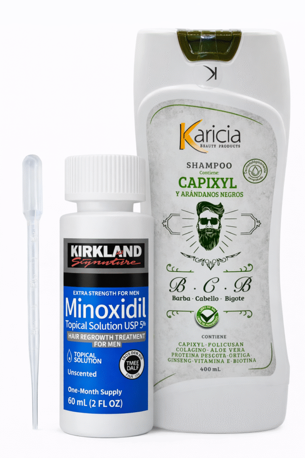 A04 Minoxidil Kirkland 5% 1 Frasco + Shampoo Capixyl 400 ml “Envío Gratis”