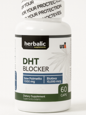 DHT Blocker Saw Palmetto 1000 mg + Biotina 10.000 mcg x 60 Capsulas