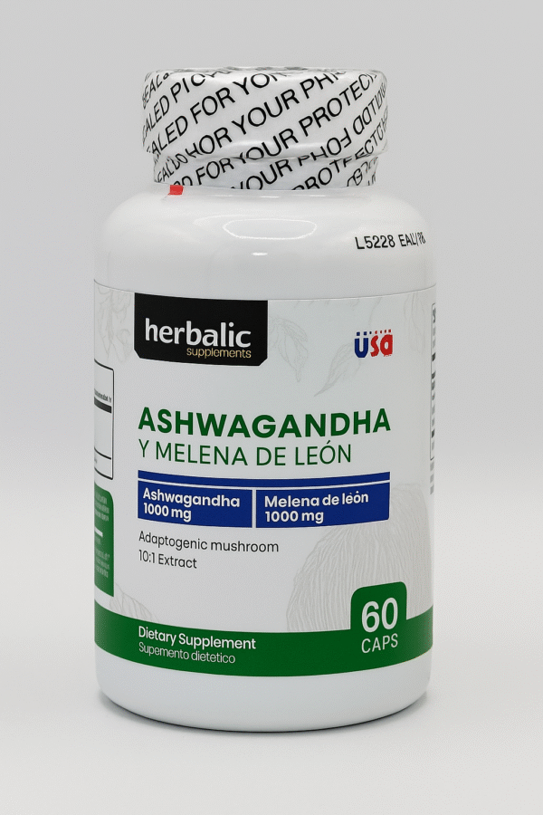 Ashawagandha & Melena de León X60 Capsulas Herbalic "ENVIO GRATIS"