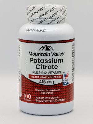Potassium Citrate Plus B12 Vitamin 416 mg X100 Capsulas Mountain Valley "ENVIO GRATIS"