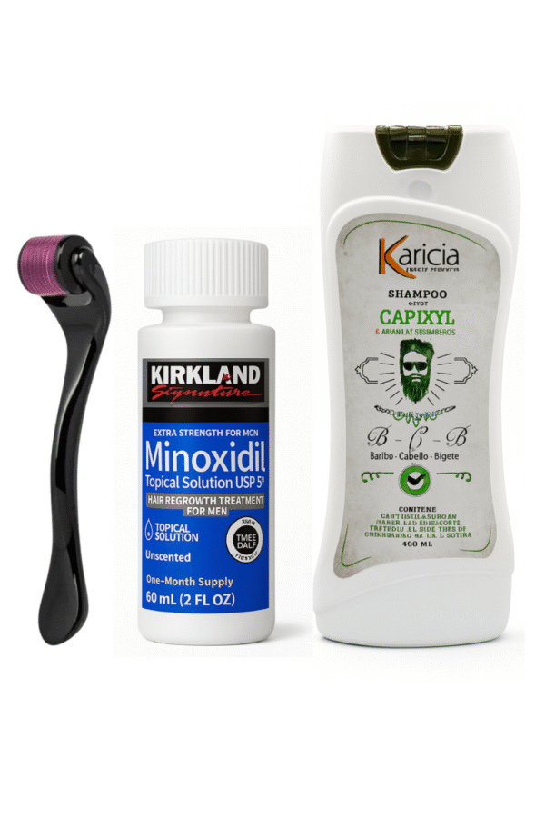 Minoxidil Kirkland 5% 1 Frasco + Shampoo Capixyl 400 ml + Dermaroller “Envío Gratis”